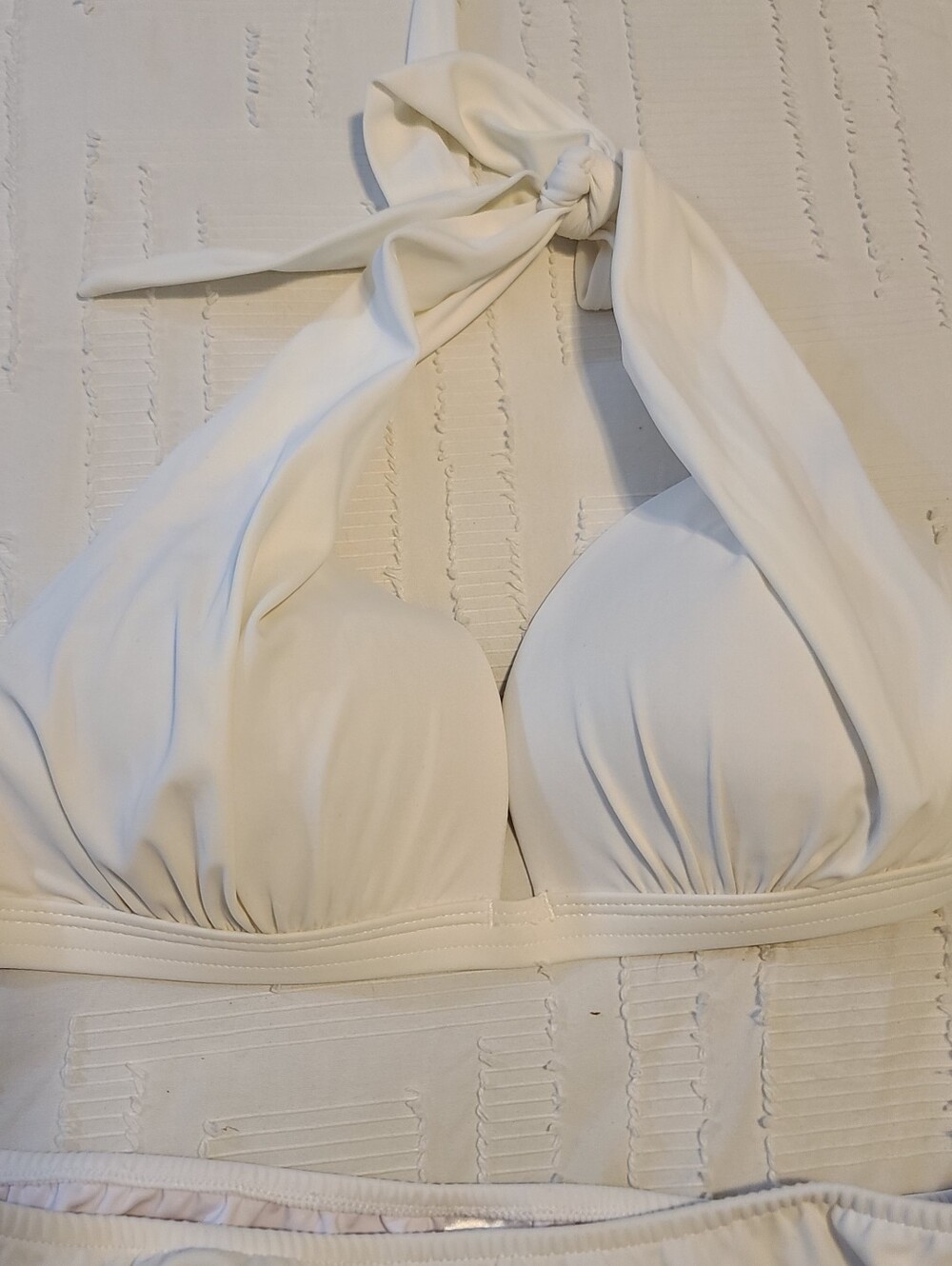 Venus White Solid Halter Bikini 2-Piece Set Lined Padded Cup DD Size L - Picture 4 of 6